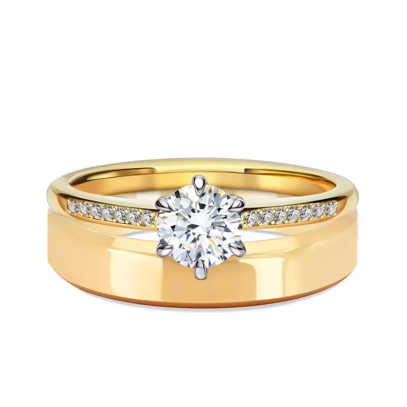 Obrączka ślubna, żółte złoto, trapezowa, damska, 4 mm (O-AD03 4M Y D): 7 - zdjęcie: 2