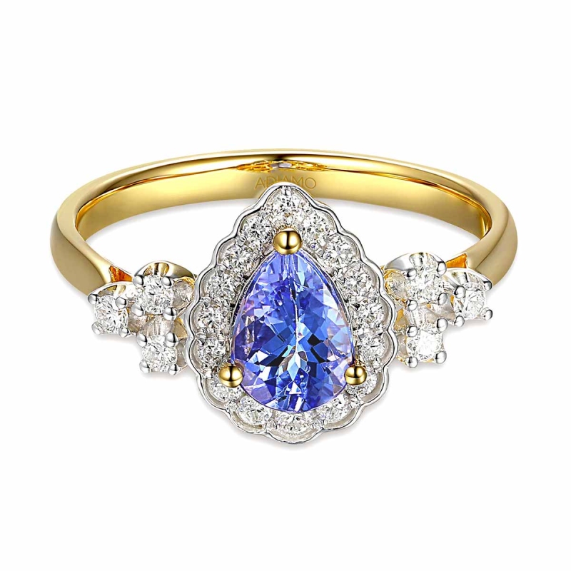 Pierścionek z tanzanitem i diamentami (R89889 Y T): 8 - zdjęcie: 3