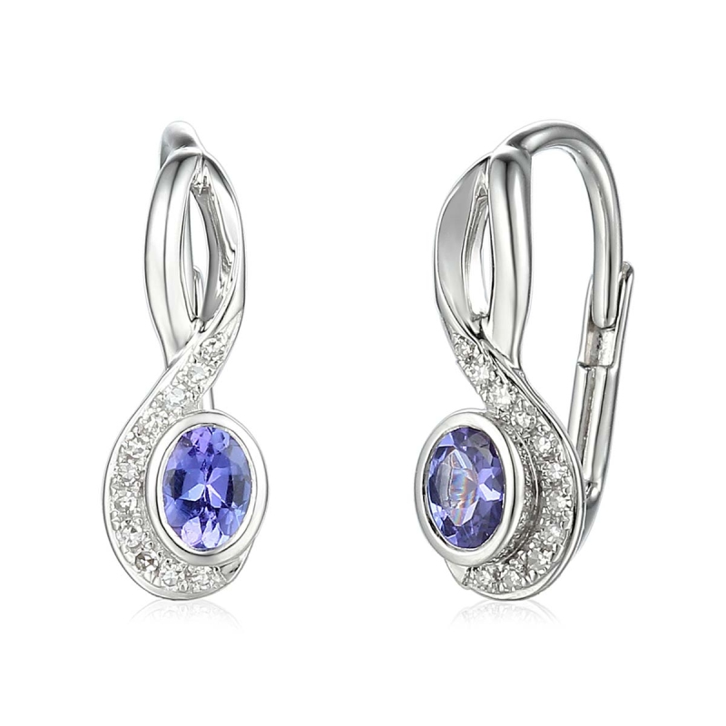 Kolczyki z tanzanitami i diamentami (E58015 W P T) - zdjęcie: 1