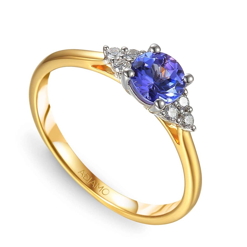 Pierścionek z tanzanitem i diamentami (R74564 YW T): 22 - zdjęcie: 1