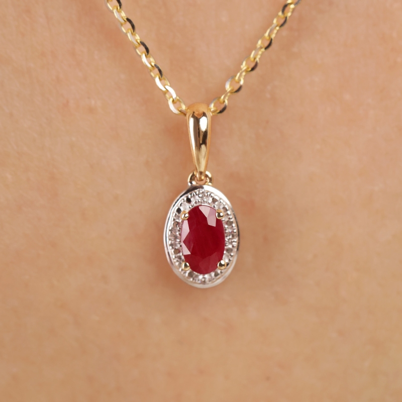 Zawieszka z rubinem i diamentami (P60389 Y RU) - zdjęcie: 3