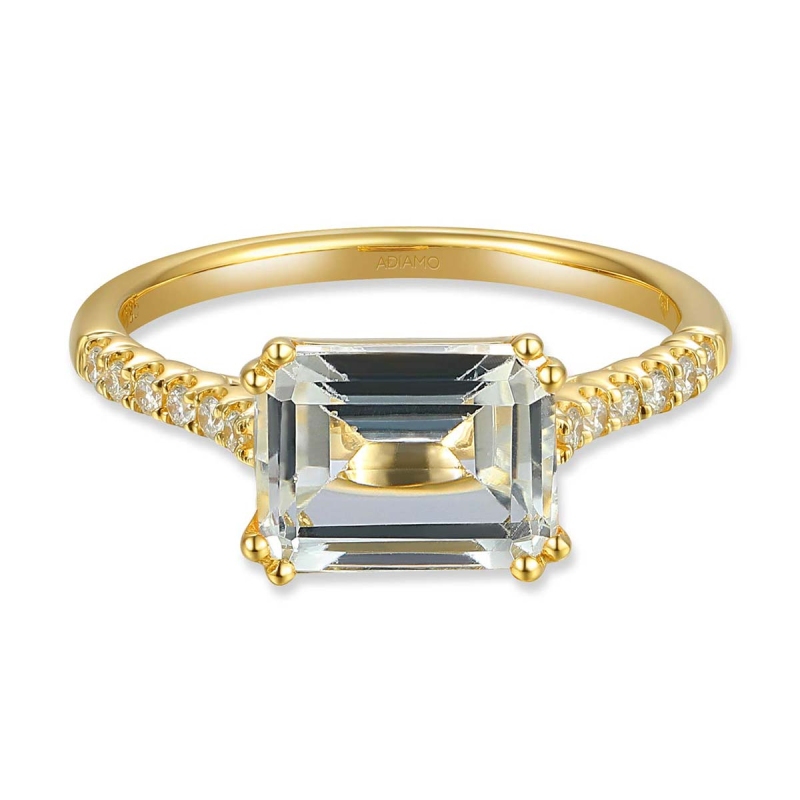 Pierścionek z białym topazem i diamentami (R86442 Y WT): 10 - zdjęcie: 3