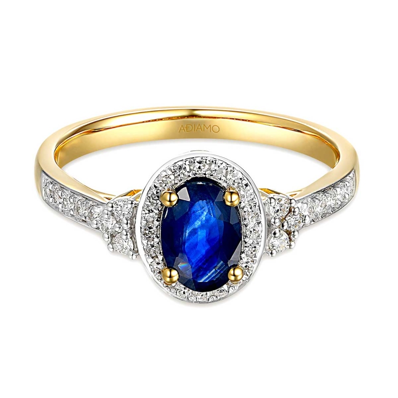 Pierścionek z szafirem i diamentami (R89890 Y SA): 7 - zdjęcie: 3