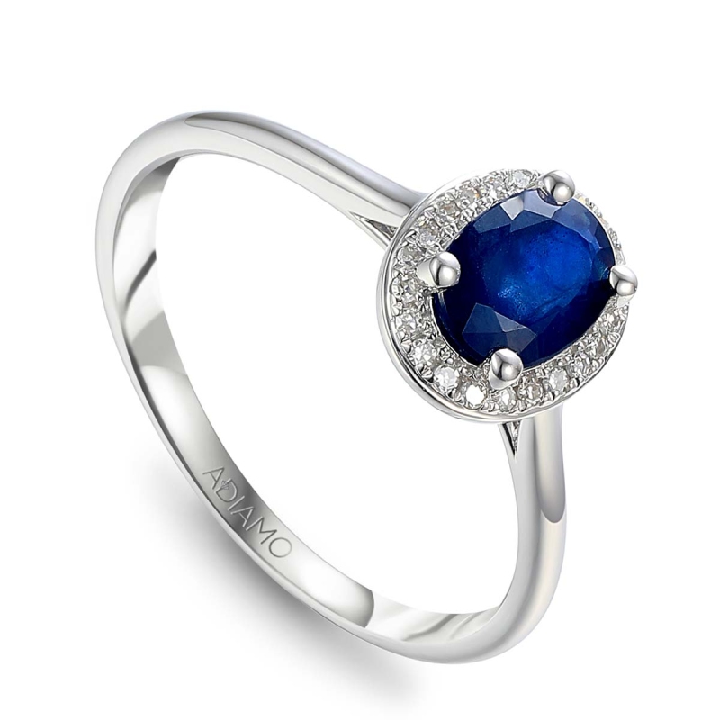 Pierścionek z szafirem i diamentami (R62898 W M SA): 7 - zdjęcie: 1