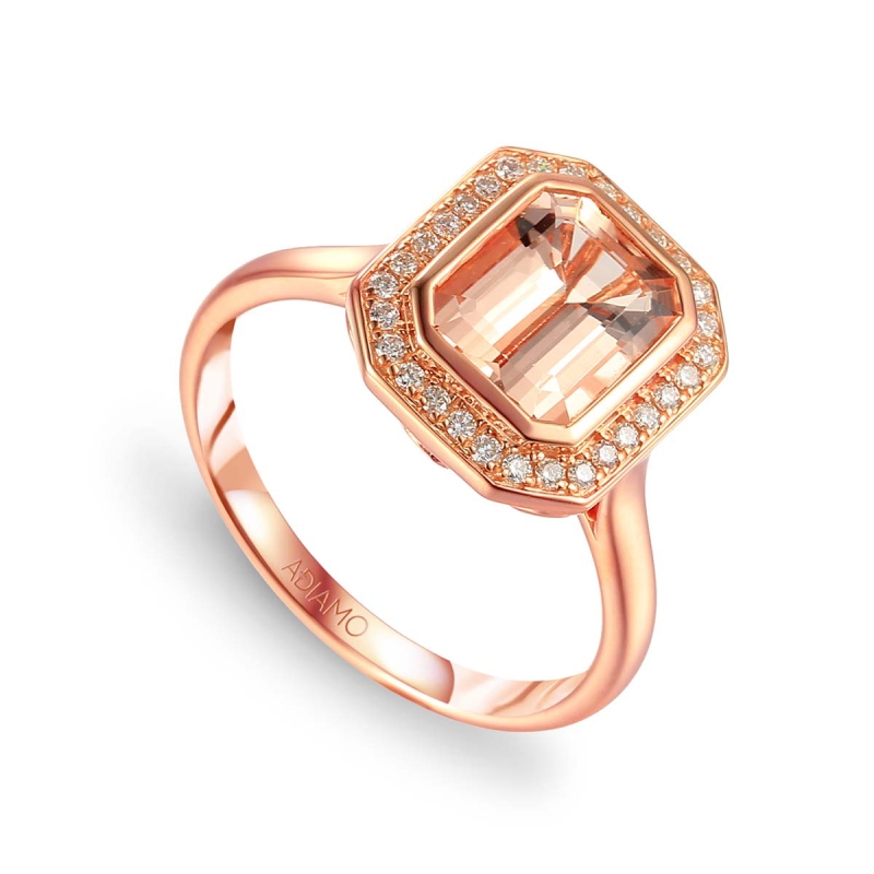 Pierścionek z morganitem i diamentami (R60402 R MR): 16 - zdjęcie: 1