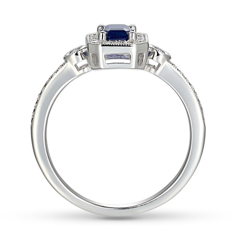 Pierścionek z szafirem i diamentami (R32565 W SA): 7 - zdjęcie: 3