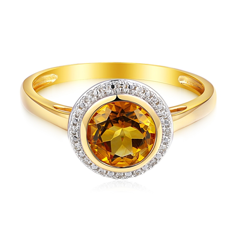 Pierścionek z cytrynem i diamentami (R97348 Y CT): 14 - zdjęcie: 2