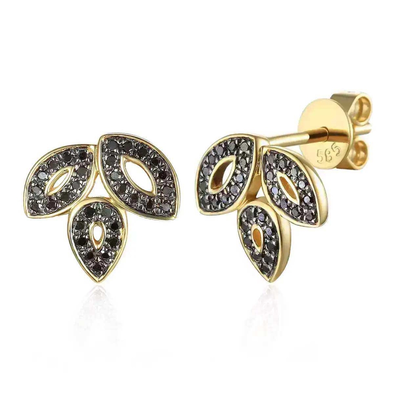 Kolczyki z czarnymi diamentami (E79196 Y S BD) - zdjęcie: 1
