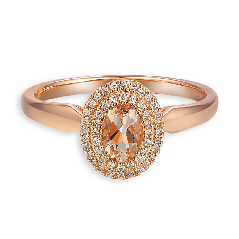 Pierścionek z morganitem i diamentami (R87497 R MR): 8 - zdjęcie: 3