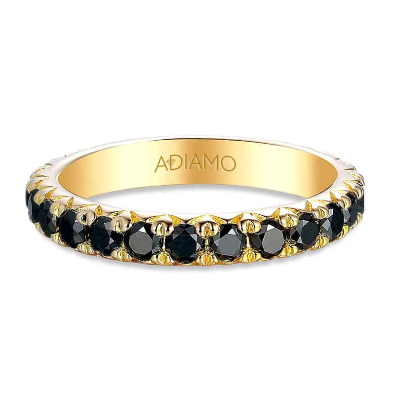 Pierścionek obrączkowy z czarnymi diamentami (R78749 Y BD): 9 - zdjęcie: 2