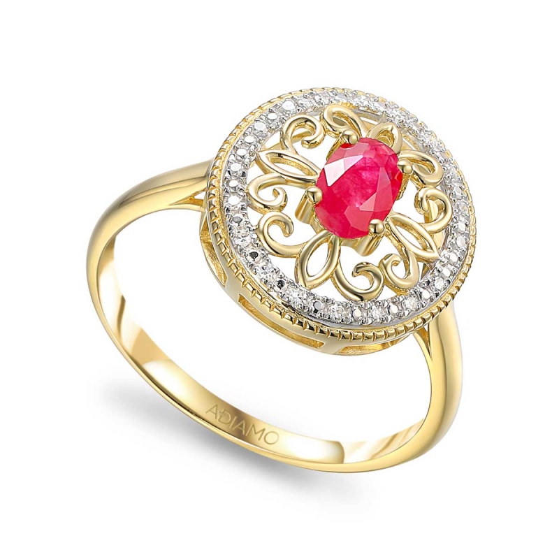 Pierścionek z rubinem i diamentami (R86860 Y RU): 7 - zdjęcie: 1