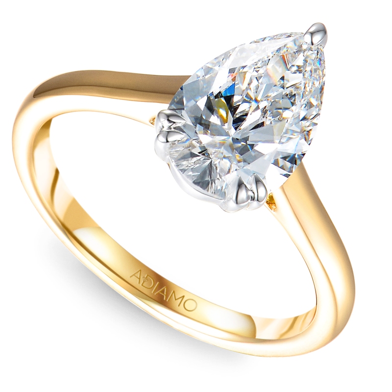 Pierścionek z diamentem laboratoryjny (R96123 YW LGD 2.00ct) - zdjęcie: 1