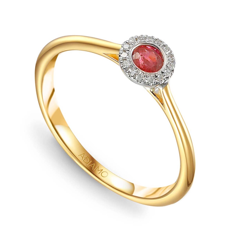 Pierścionek z rubinem i diamentami (R75220 YW RU): 7 - zdjęcie: 1