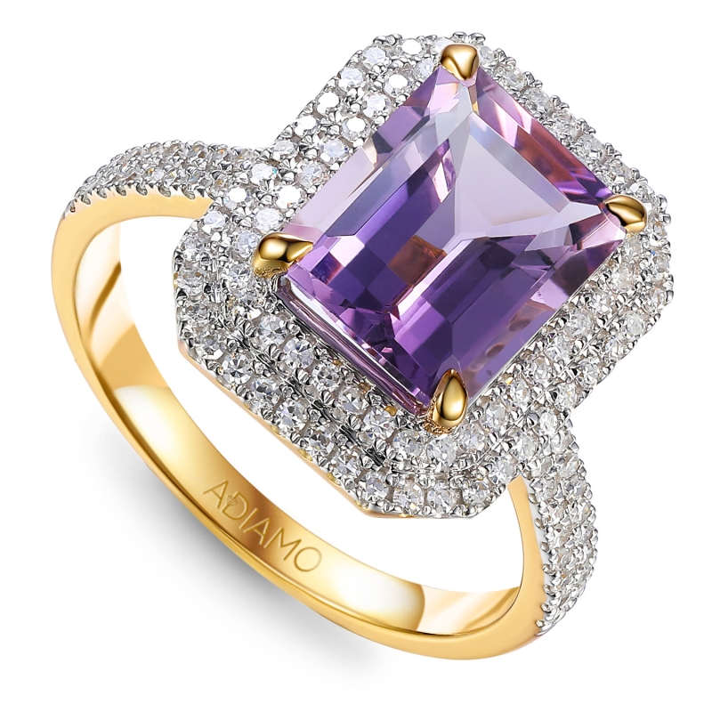 Pierścionek z różowym ametystem i diamentami (R98239 Y PAM): 15 - zdjęcie: 1