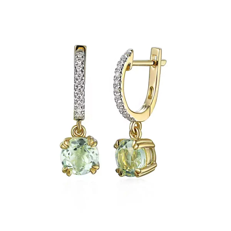 Kolczyki z zielonymi ametystami i diamentami (E82484 Y A GAM) - zdjęcie: 1