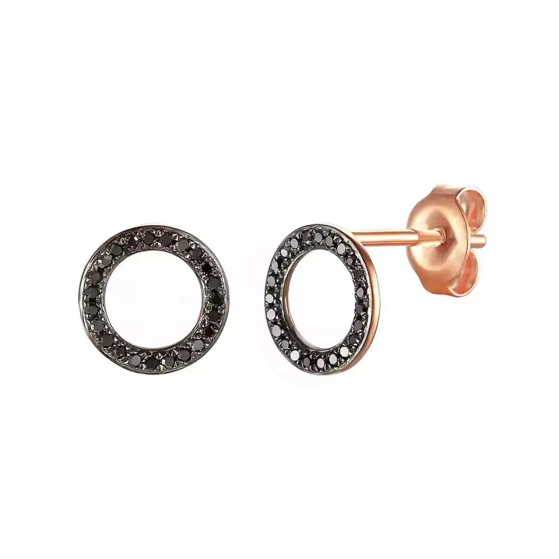 Kolczyki z czarnymi diamentami (E56482 R S BD) - zdjęcie: 1