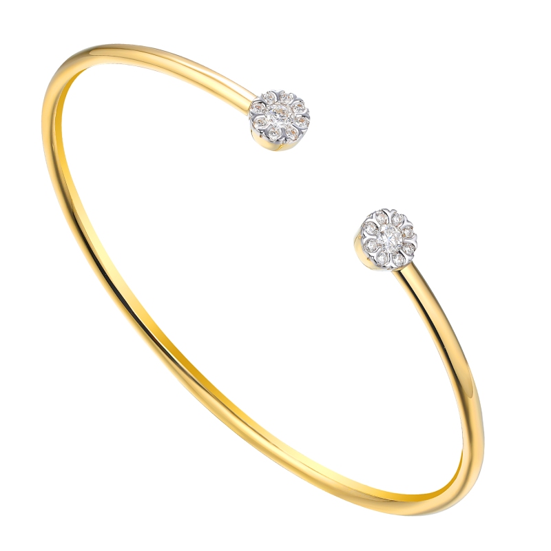 Bransoletka bangle otwarta z diamentami (B09483 Y)