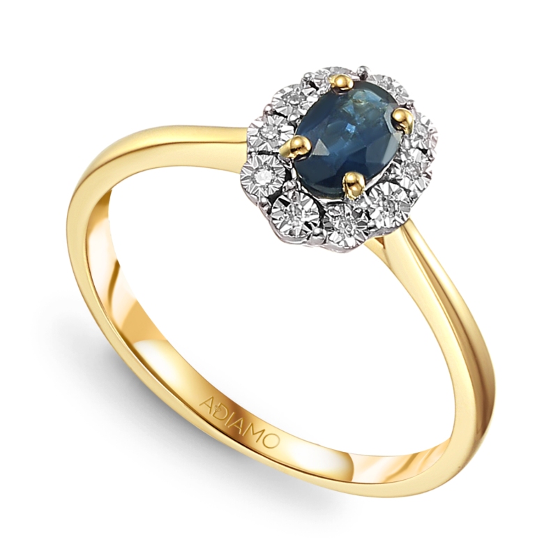 Pierścionek z szafirem i diamentami (R53509 Y SA): 7 - zdjęcie: 1