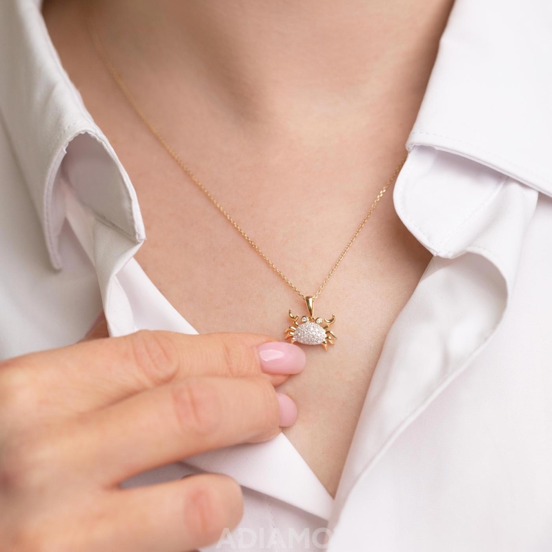 Zawieszka krab z diamentami (P88885 Y) - zdjęcie: 2