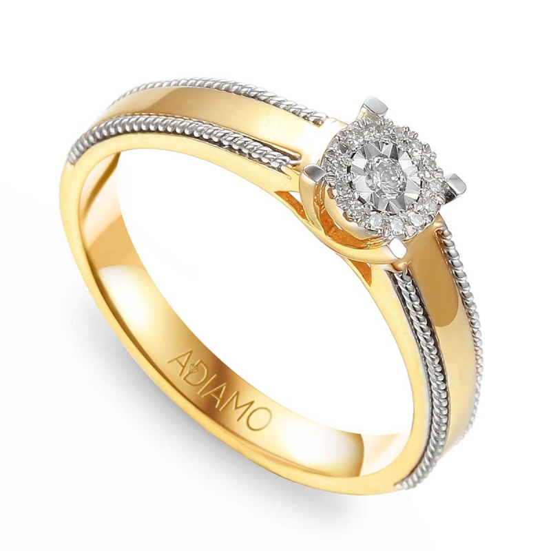 Pierścionek z diamentami (R71827 YW): 14 - zdjęcie: 1