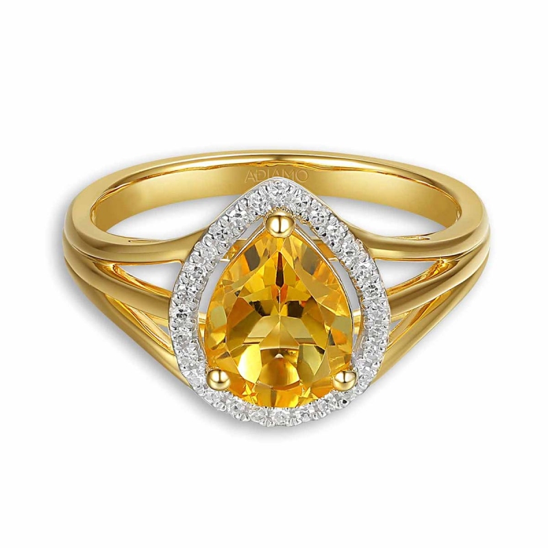 Pierścionek z cytrynem i diamentami (R88491 Y CT): 8 - zdjęcie: 2