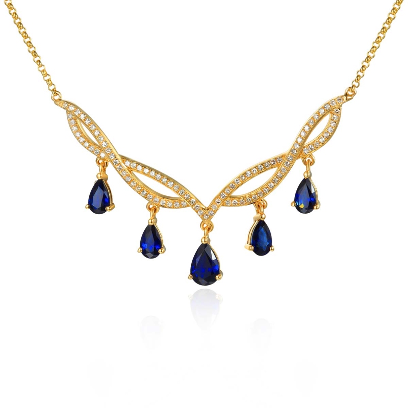 Naszyjnik z szafirami i diamentami (N04052 Y SA) - zdjęcie: 1