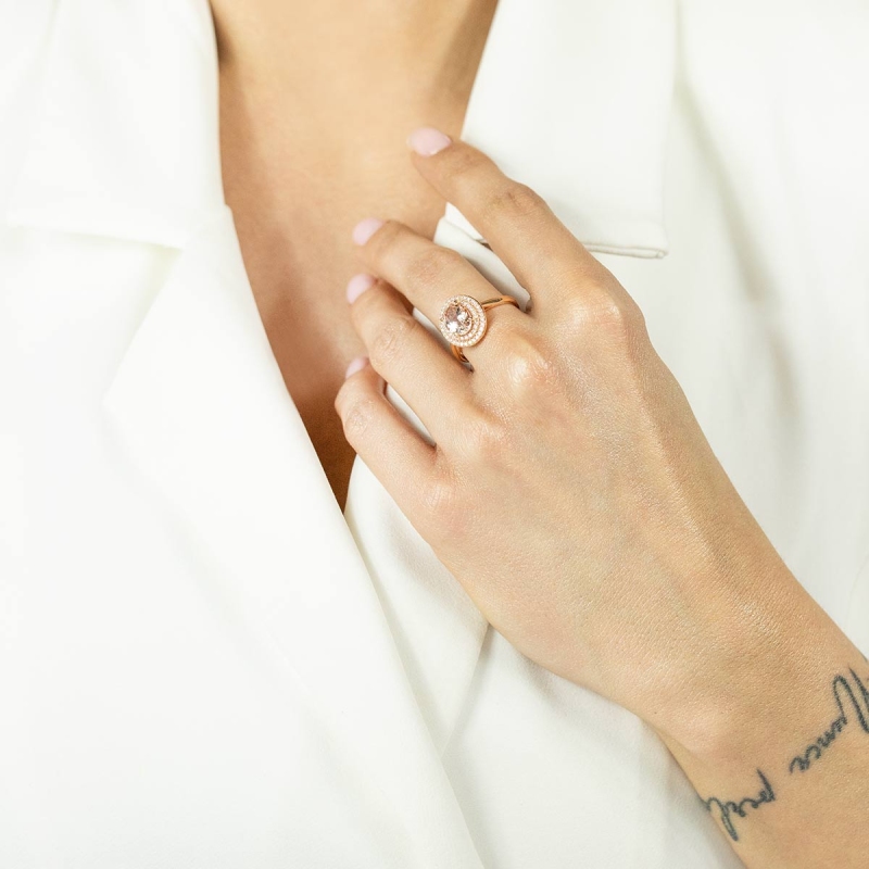 Pierścionek z morganitem i diamentami (R60405 R MR): 10 - zdjęcie: 2