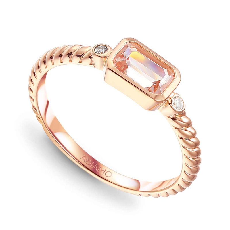 Pierścionek z morganitem i diamentami (R85575 R MR): 8 - zdjęcie: 1