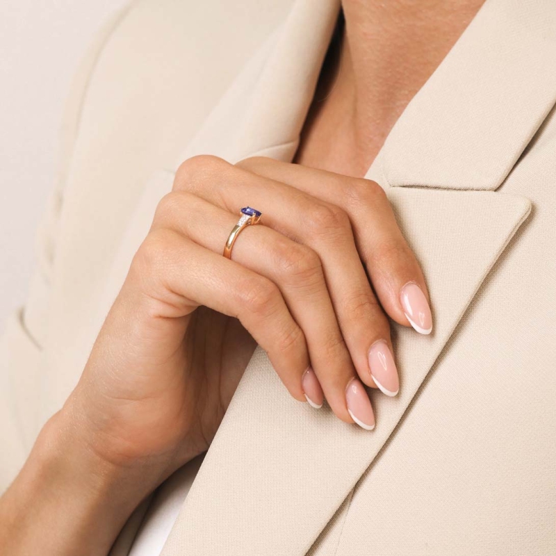 Pierścionek z tanzanitem i diamentami (R84147 Y T): 13 - zdjęcie: 5