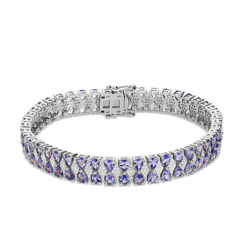 Bransoletka tenisowa z tanzanitami i diamentami (B08948 W T) - zdjęcie: 1