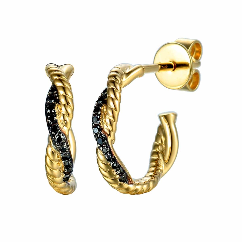 Kolczyki z czarnymi diamentami (E81542 Y S BD) - zdjęcie: 1