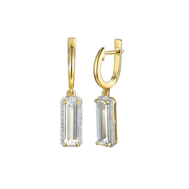 Kolczyki z białym topazem i diamentami (E82528 Y A WT) - zdjęcie: 1