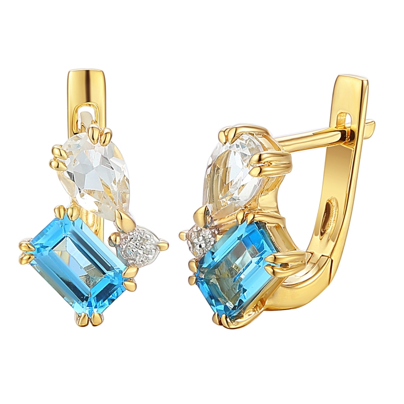 Kolczyki z topazami oraz diamentami (E93893 Y A M BT) - zdjęcie: 1