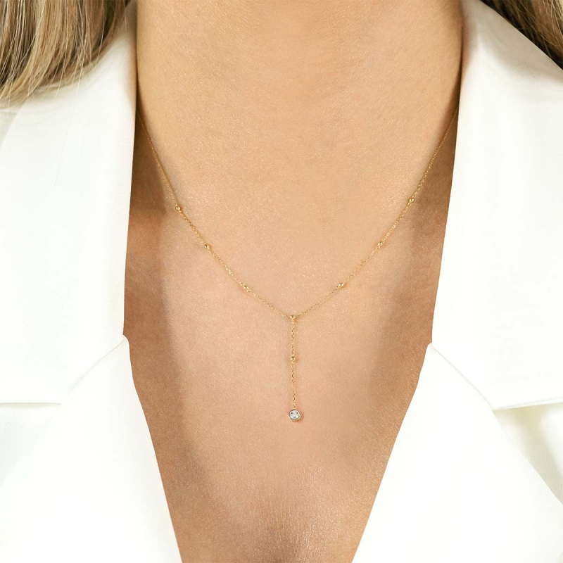 Naszyjnik z diamentami (N07299 Y C) - zdjęcie: 2