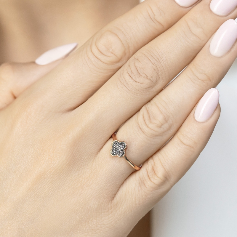 Pierścionek z czarnymi diamentami (R98900 Y BD): 10 - zdjęcie: 2