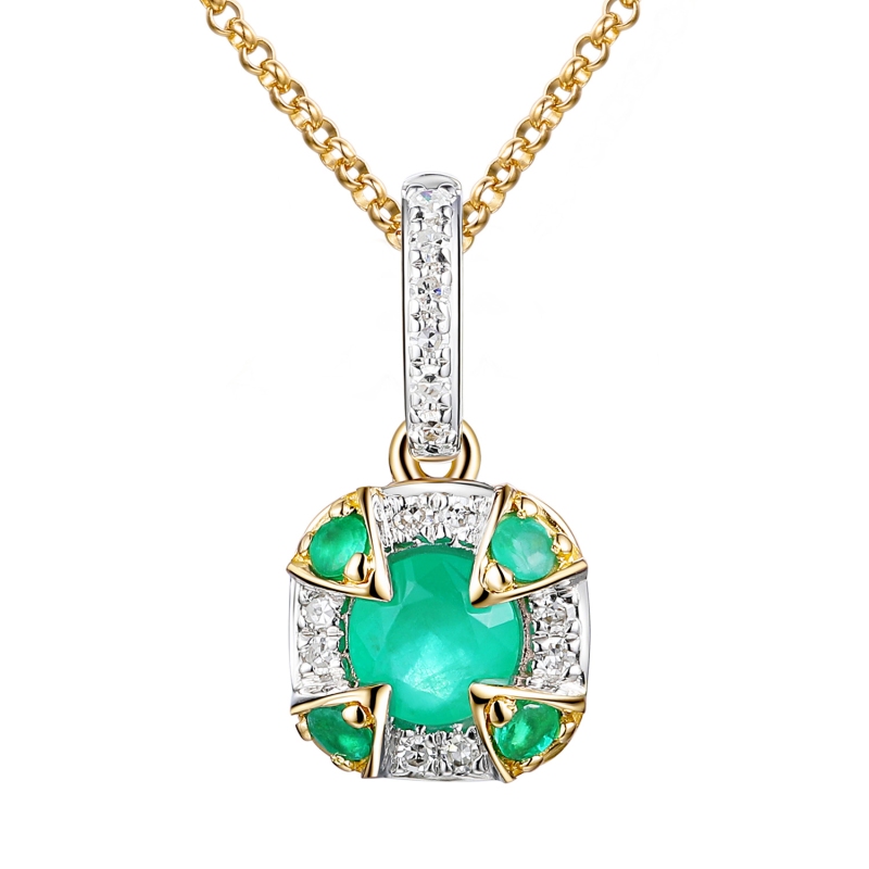 Zawieszka ze szmaragdem i diamentami (P98241 Y EM) - zdjęcie: 1