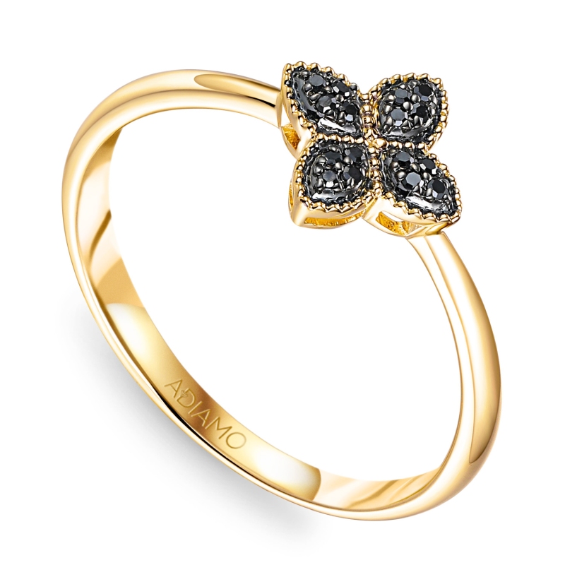 Pierścionek z czarnymi diamentami (R98895 Y BD): 10 - zdjęcie: 1
