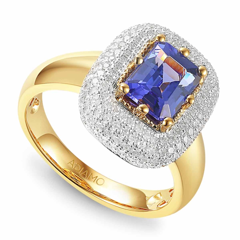 Pierścionek z tanzanitem i diamentami (R88489 Y T): 8 - zdjęcie: 1