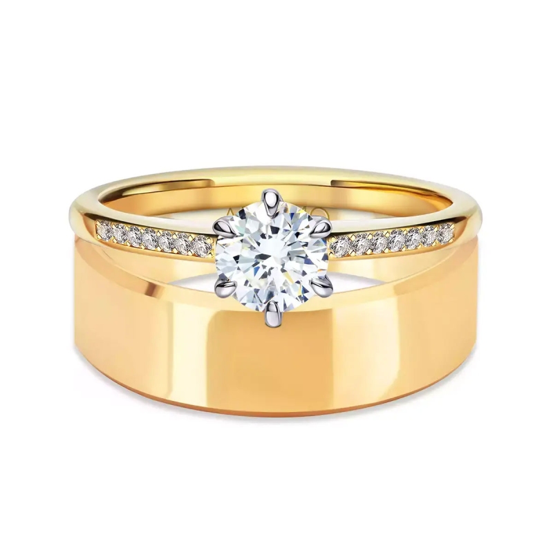 Obrączka ślubna, żółte złoto, trapezowa, damska, 6 mm (O-AD03 6M Y D): 7 - zdjęcie: 2