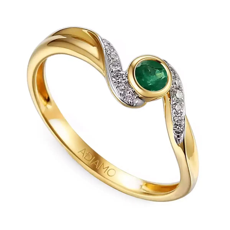 Pierścionek ze szmaragdem i diamentami (R58013 Y EM): 7 - zdjęcie: 1