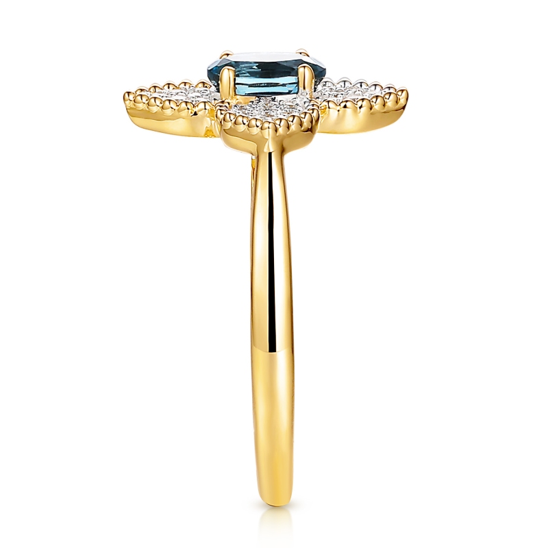 Pierścionek z london blue topazem i diamentami (R98881 Y LBT): 15 - zdjęcie: 4