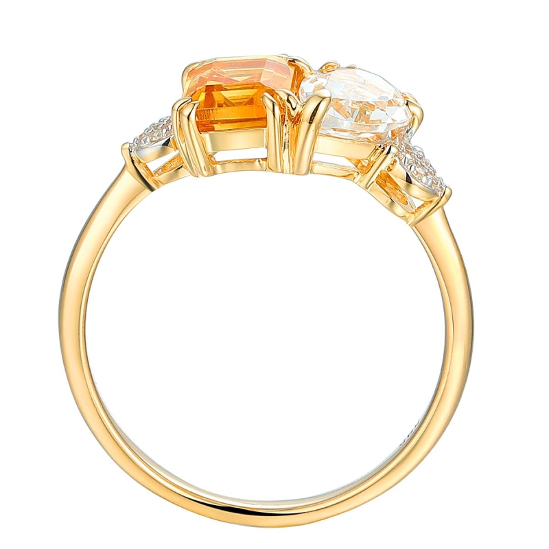 Pierścionek z cytrynem, topazem i diamentami (R93893 Y M CT): 7 - zdjęcie: 3