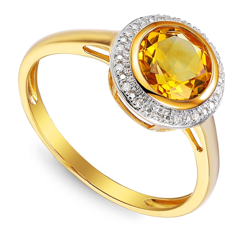 Pierścionek z cytrynem i diamentami (R97348 Y CT): 14 - zdjęcie: 1