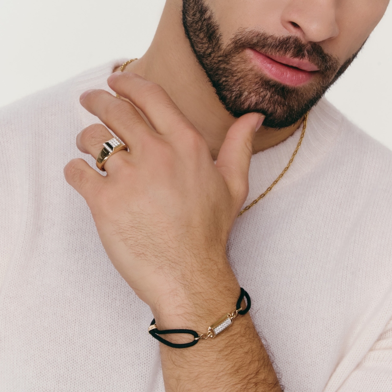 Męska bransoletka sznurkowa z diamentami laboratoryjnymi - zdjęcie: 2