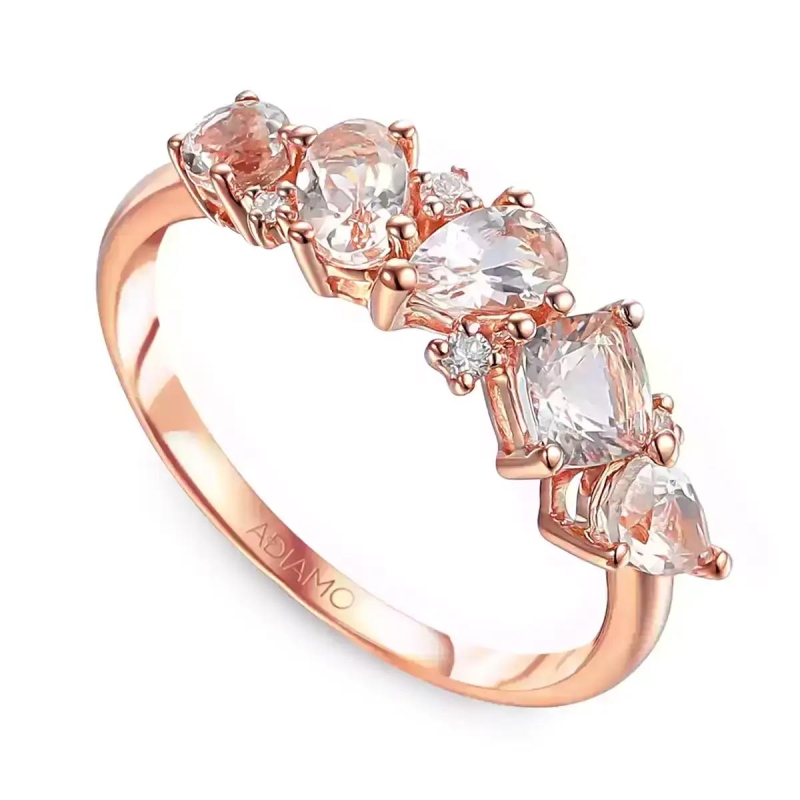 Pierścionek z morganitami i diamentami (R69674 R MR): 7 - zdjęcie: 1