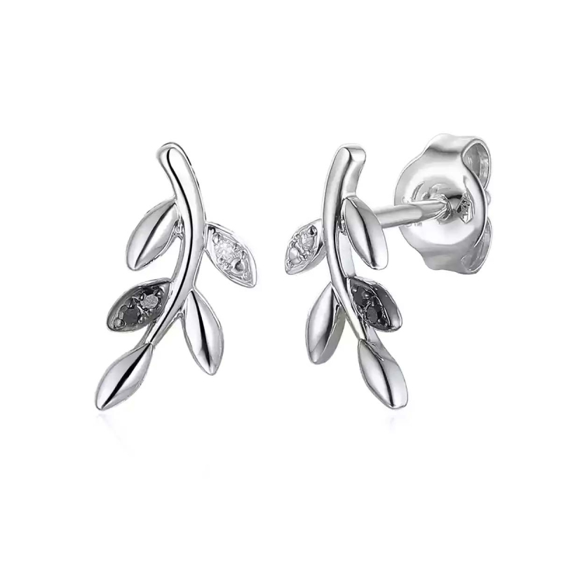 Kolczyki z czarnymi diamentami (E71404 W S BD) - zdjęcie: 1