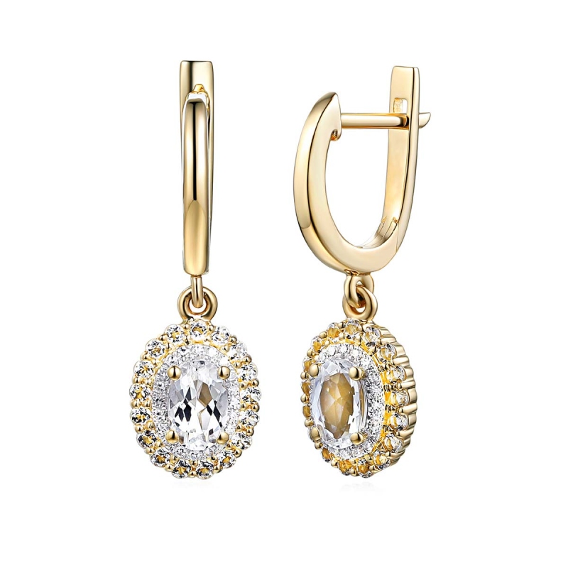 Kolczyki z białymi topazami i diamentami (E71860 Y WT A) - zdjęcie: 1