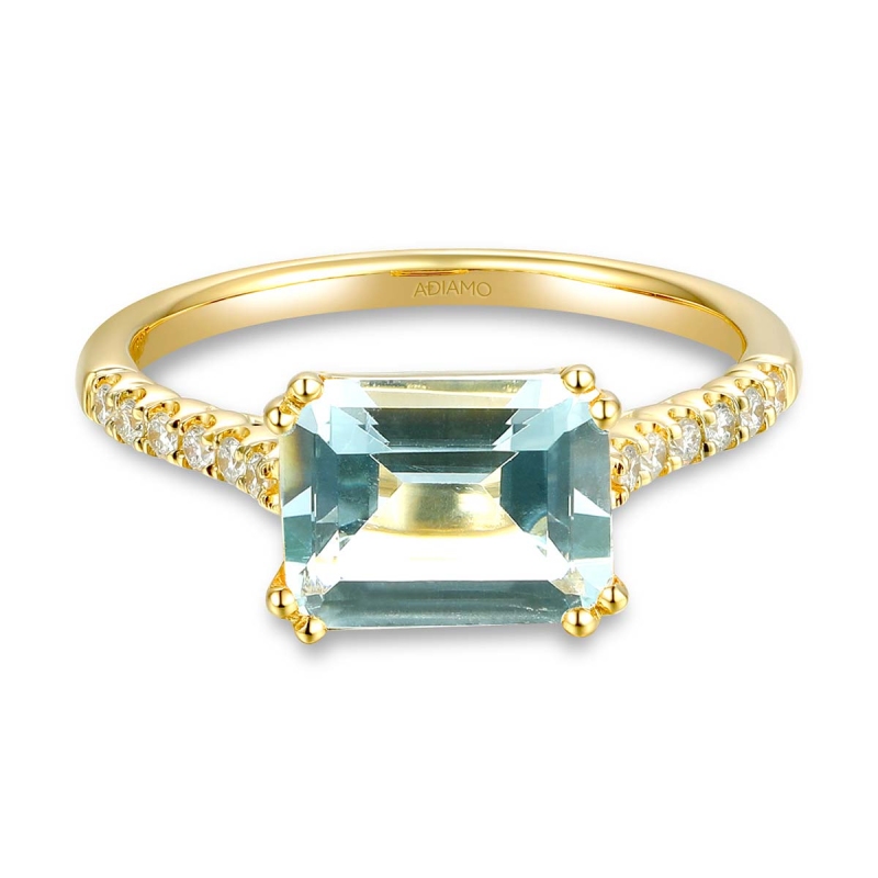 Pierścionek z akwamarynem i diamentami (R86442 Y AQ): 10 - zdjęcie: 3