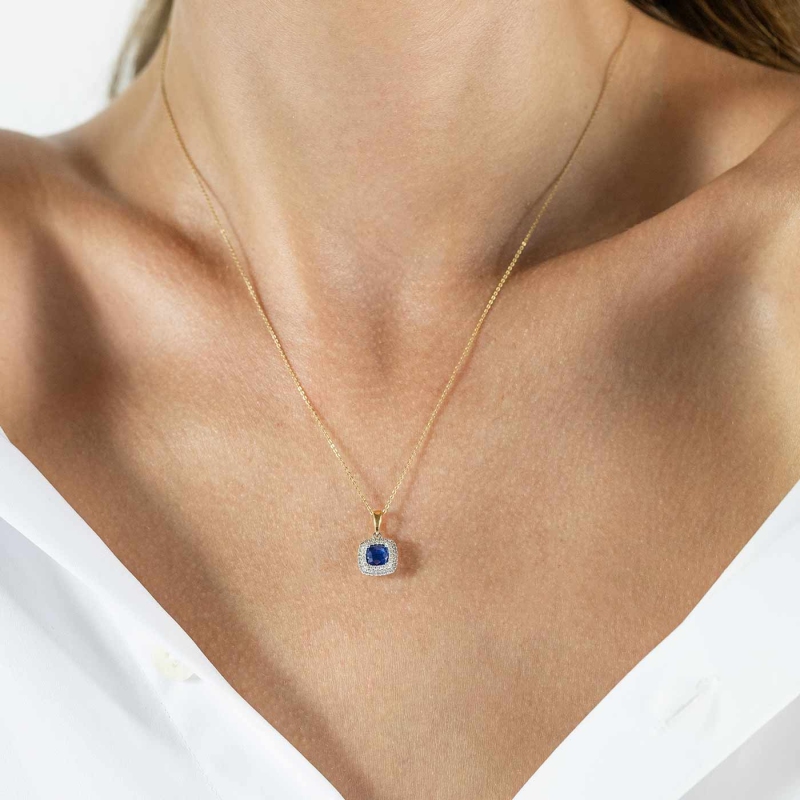 Zawieszka z szafirem i diamentami (P87500 YW SA) - zdjęcie: 2