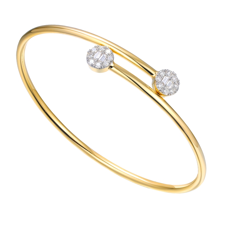 Bransoletka bangle otwarta z diamentami (B09482 Y)